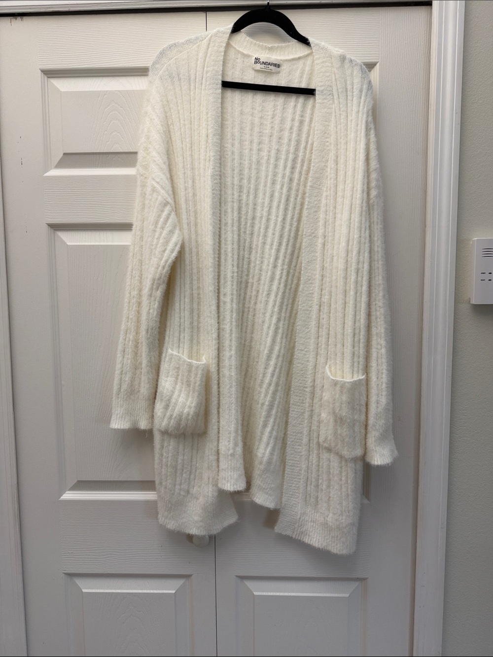 No Boundaries Cream Ribbed Open-Front Cardigan